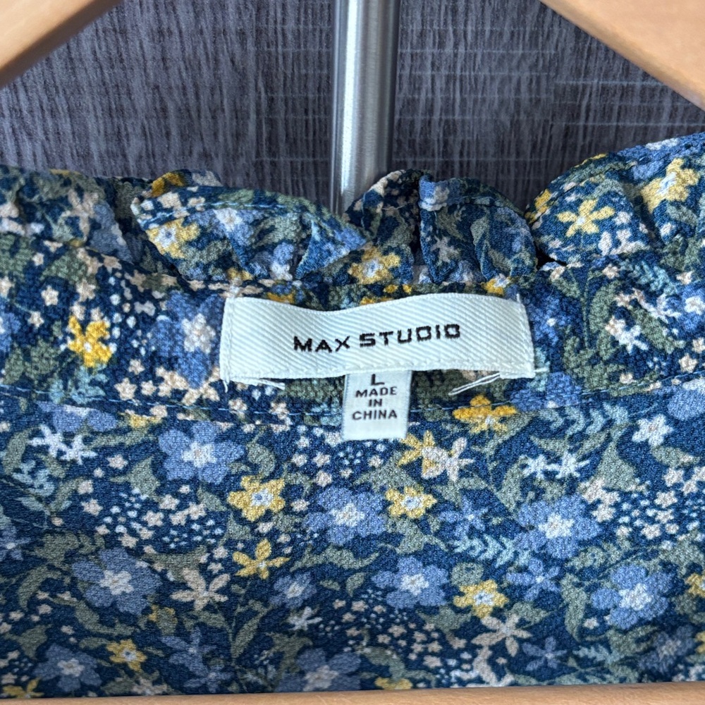 Max Studio Blue and Yellow Floral Maxi Dress - Picture 2 of 4
